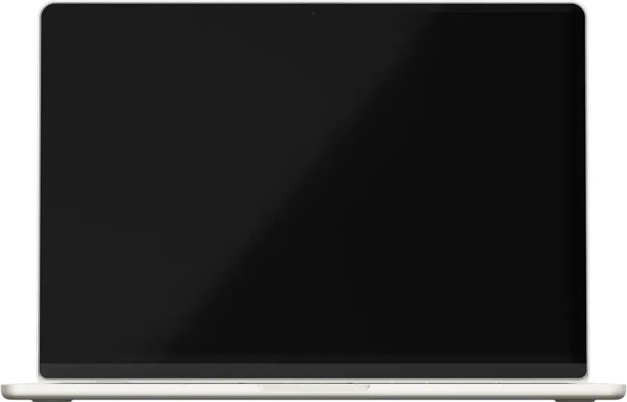 Um laptop prateado com tela preta está centralizado em um fundo preto. Seu design elegante e minimalista sugere modernidade e sofisticação.